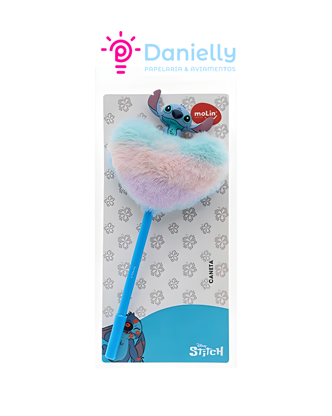 Caneta Esferográfica 0.7 Coração Plush Stitch Molin