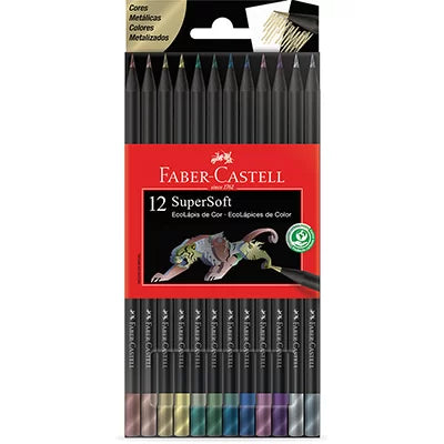 Lápis de Cor Faber-Castell SuperSoft 12 Cores metálicas