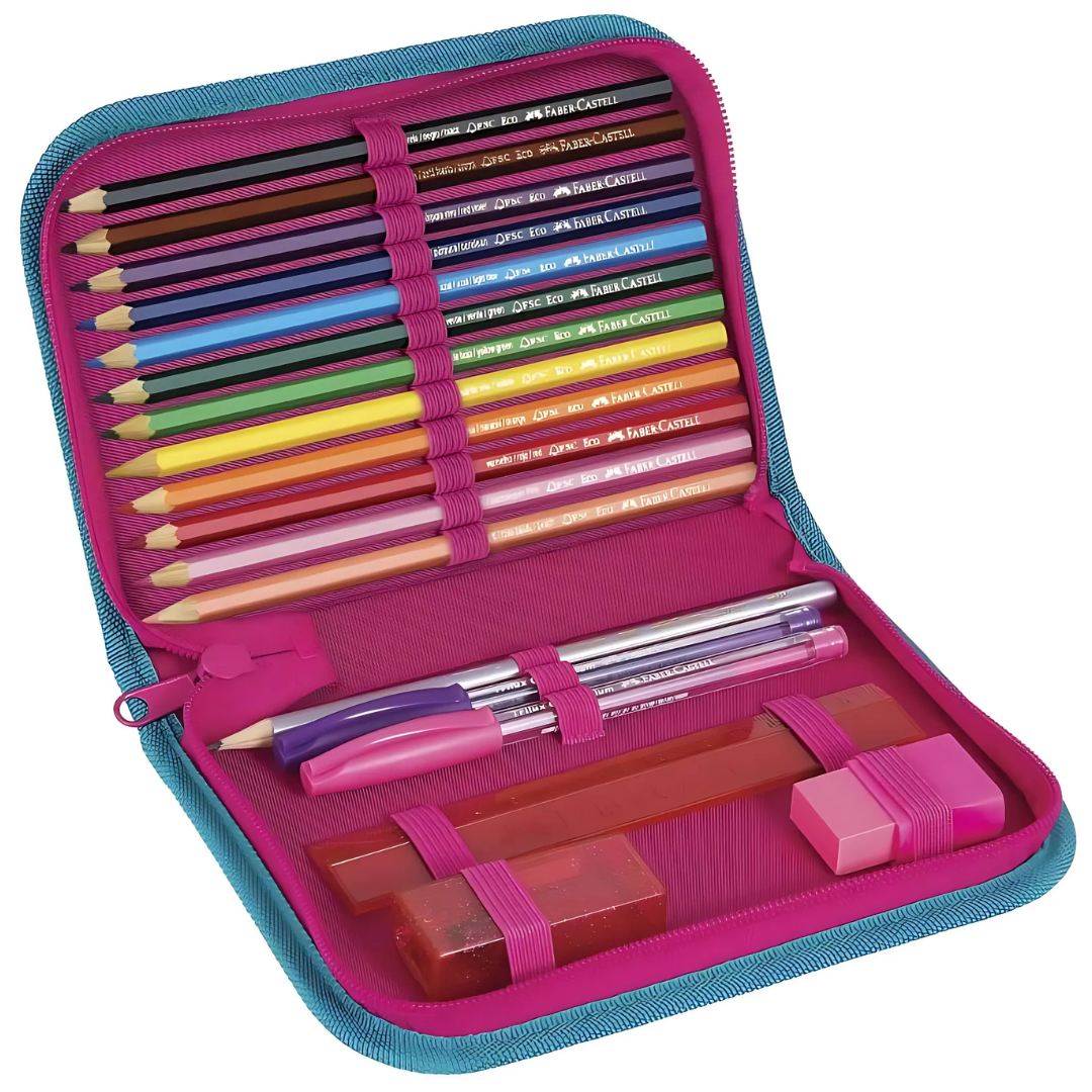 Estojo Completo Coleção Borboleta Rosa Faber-Castell