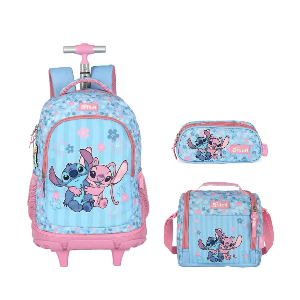 kit Mochila Rodinha Stitch Com Lancheira E Estojo