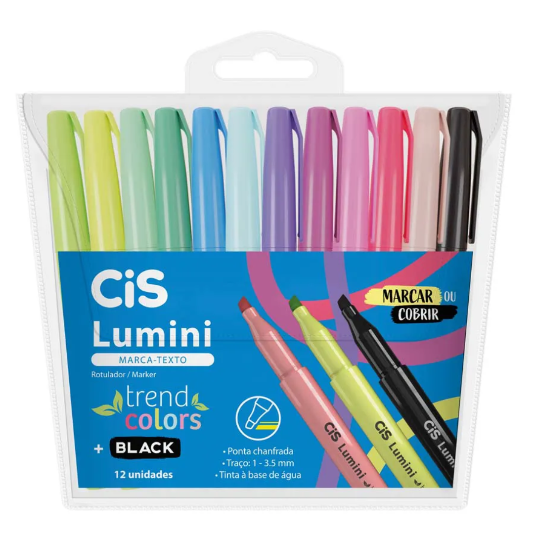 Marca Texto Cis Lumini Trend Colors 12 Cores