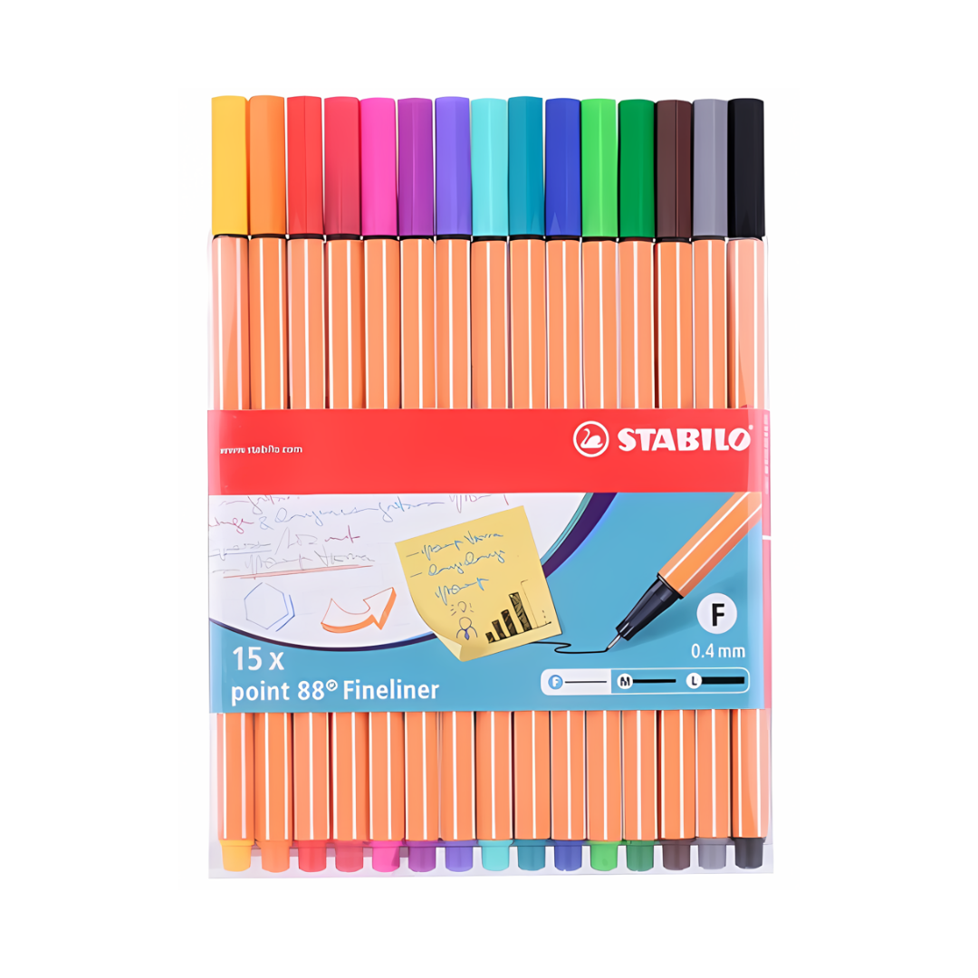 kit Caneta Stabilo point 88 com 15 cores