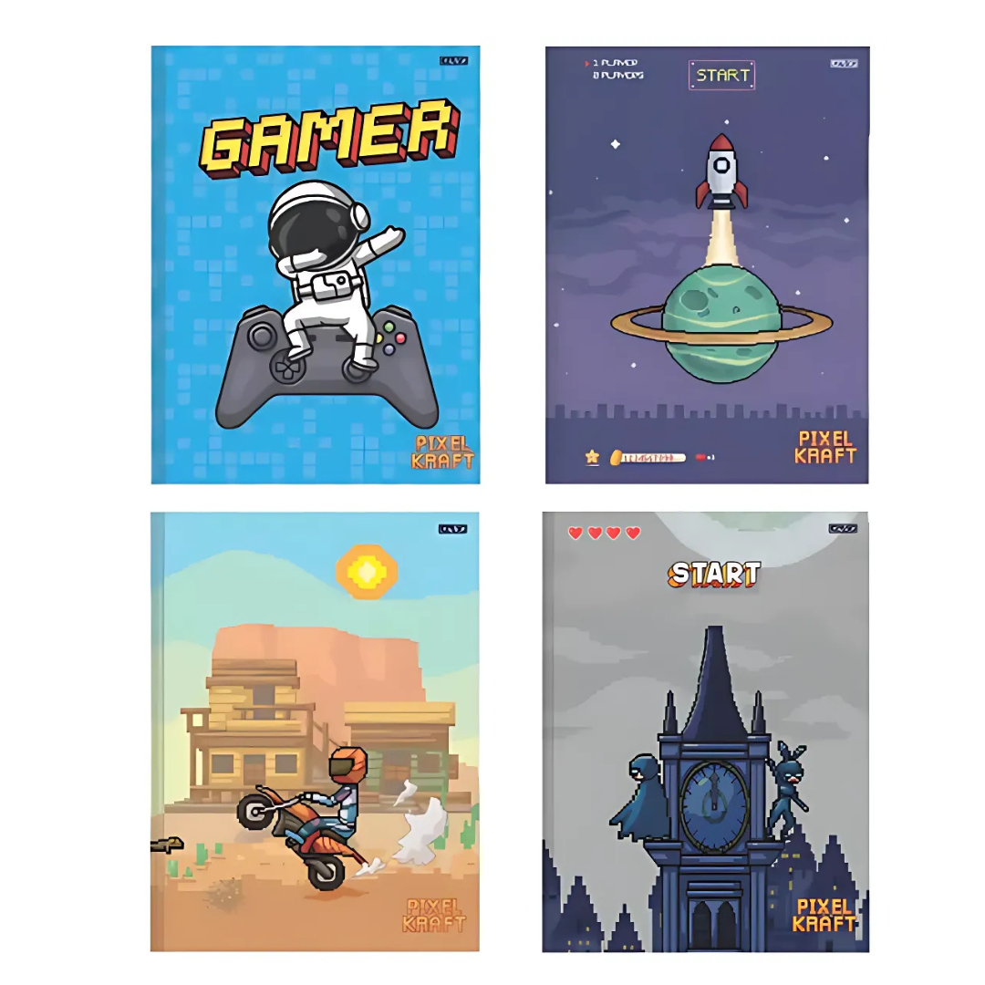 Caderno Brochura Pixel Kraft São Domingos Universitário 48 Folhas