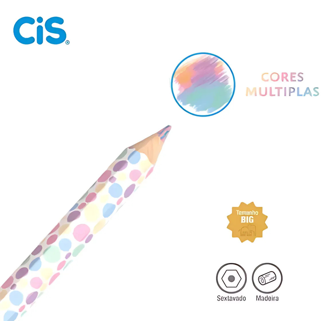 Lapis de Cor Jumbo ColorCis Multi Pastel Cis