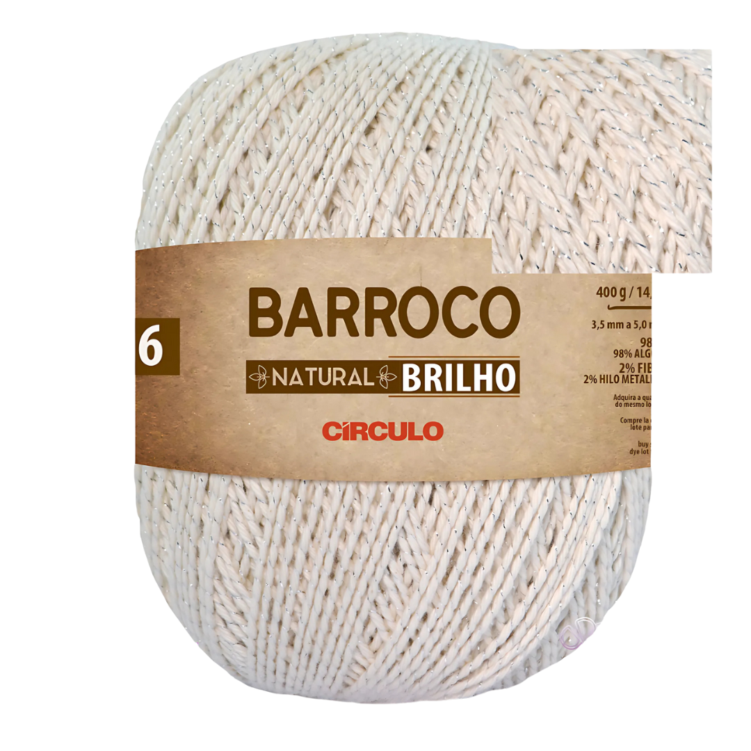 Barbante Barroco Natural com Brilho Círculo 700g