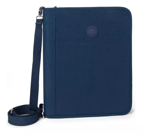 Fichário BakPak Universitário Masculino Azul Marinho 4 Argolas C/ Zíper BP24F37