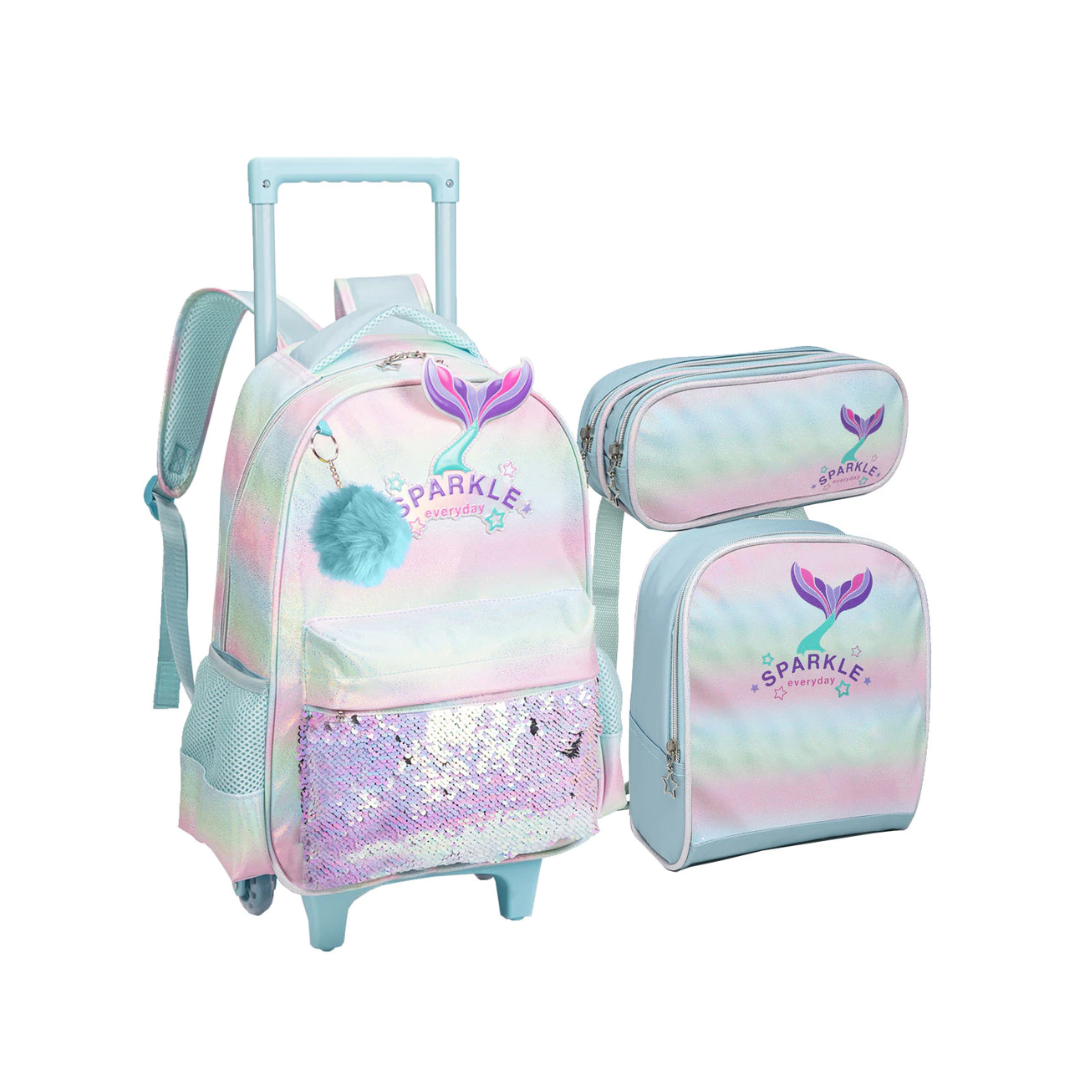 Kit Mochila Infantil Sparkle Sereia 3 peças IN2541 Nova Rio