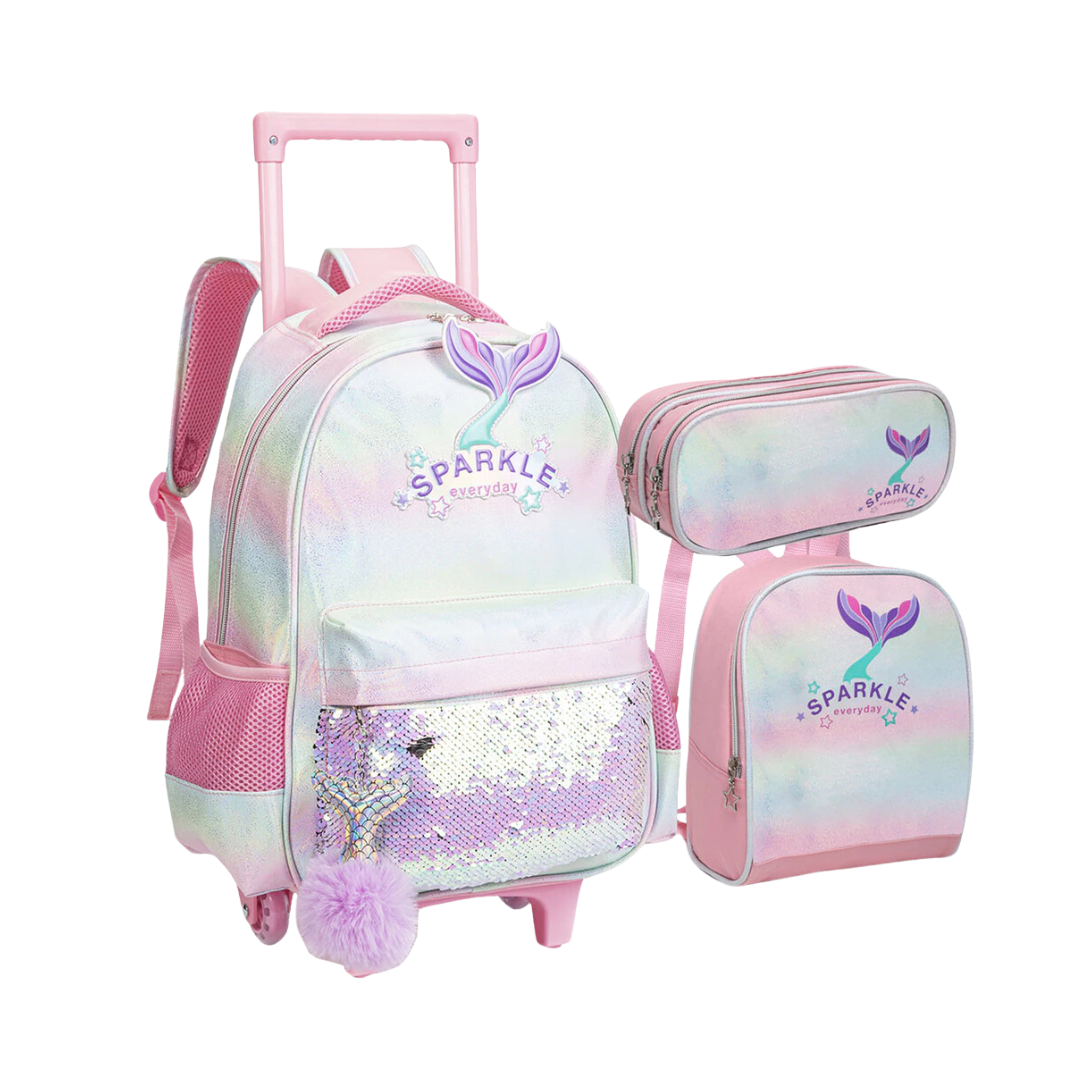 Kit Mochila Infantil Sparkle Sereia 3 peças IN2541 Nova Rio