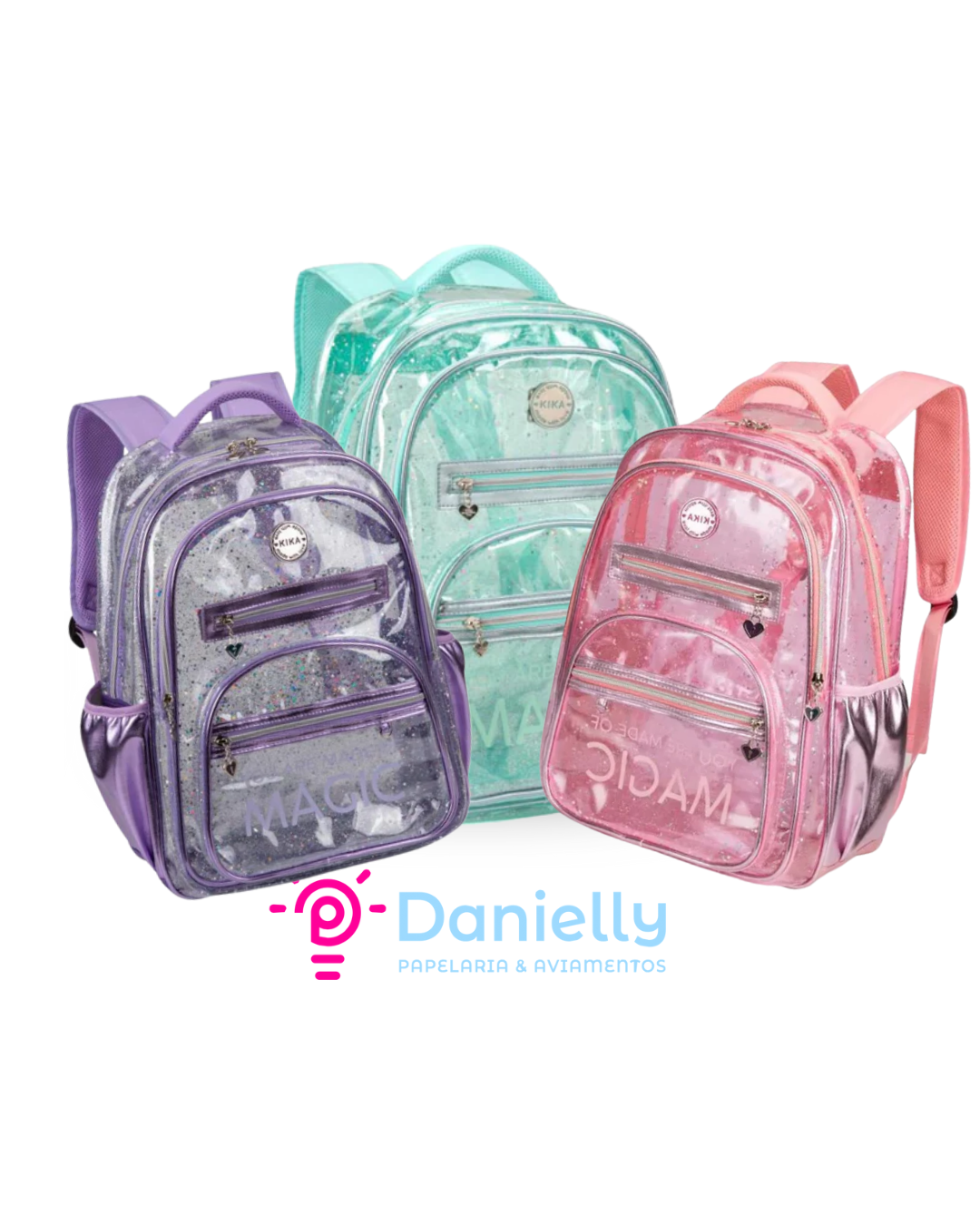 Mochila de Costas Kika Magic Transparente