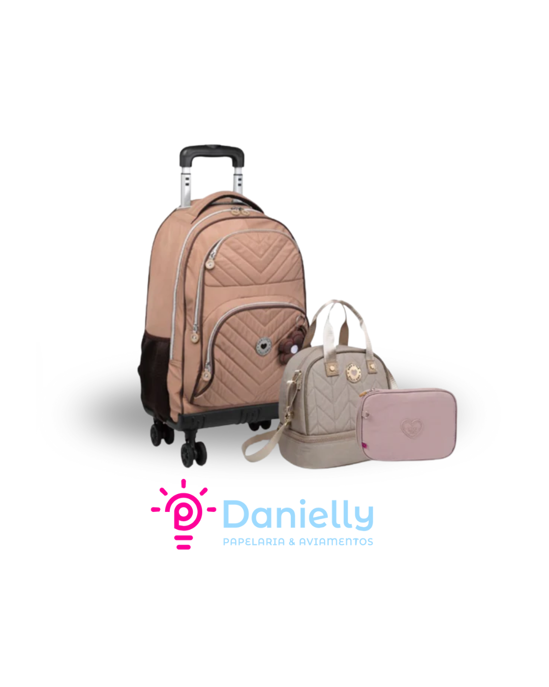 Kit Mochila Kika Cores Neutras KK2576