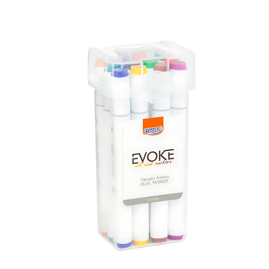 Marcador Artístico Evoke Dual Marker Estojo 12 Cores - BRW