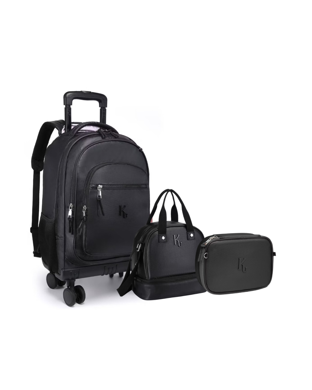 Kit Kika Metalizado 4 Rodas Mochila Lancheira e Estojo KK795931