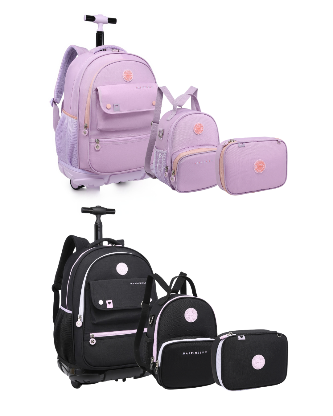 Kit 3 Peças Kika Hapiness Mochila, lancheira e estojo box.