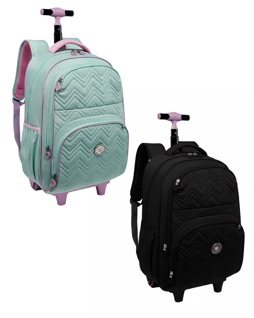 Mochila Kika de Rodinha KK2670 2 rodinhas Preto ou Verde.