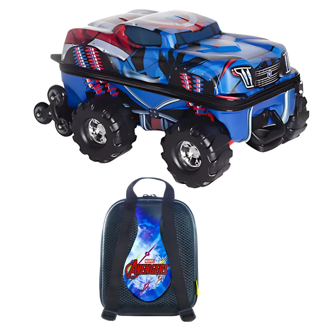 Kit Diplomata Avengers Capitão America Mochila com Rodas e Lancheira