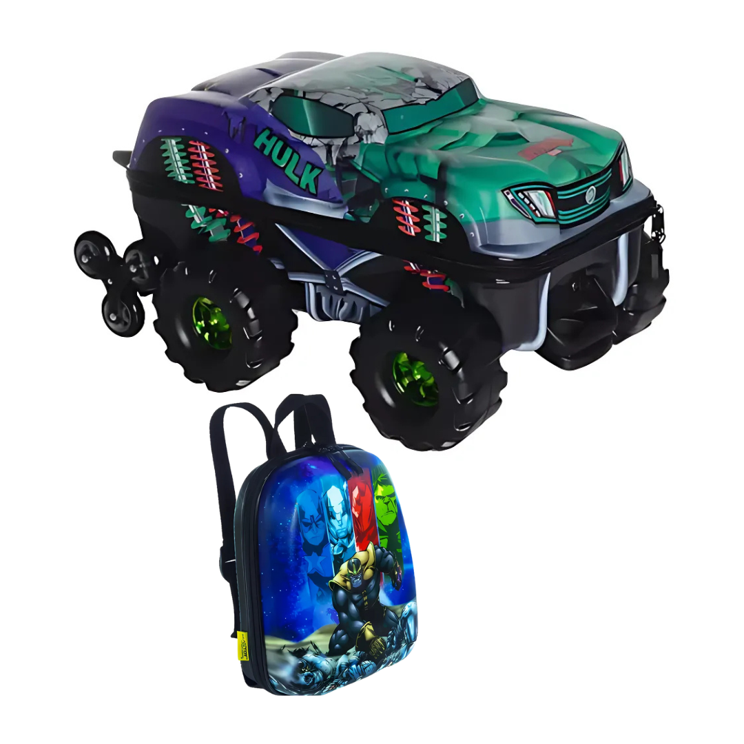 Kit Diplomata Avengers Hulk Mochila com Rodas e Lancheira