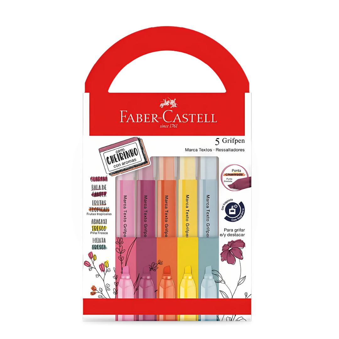 Marca Texto Grifpen com Cheirinho 5 cores - Faber Castell