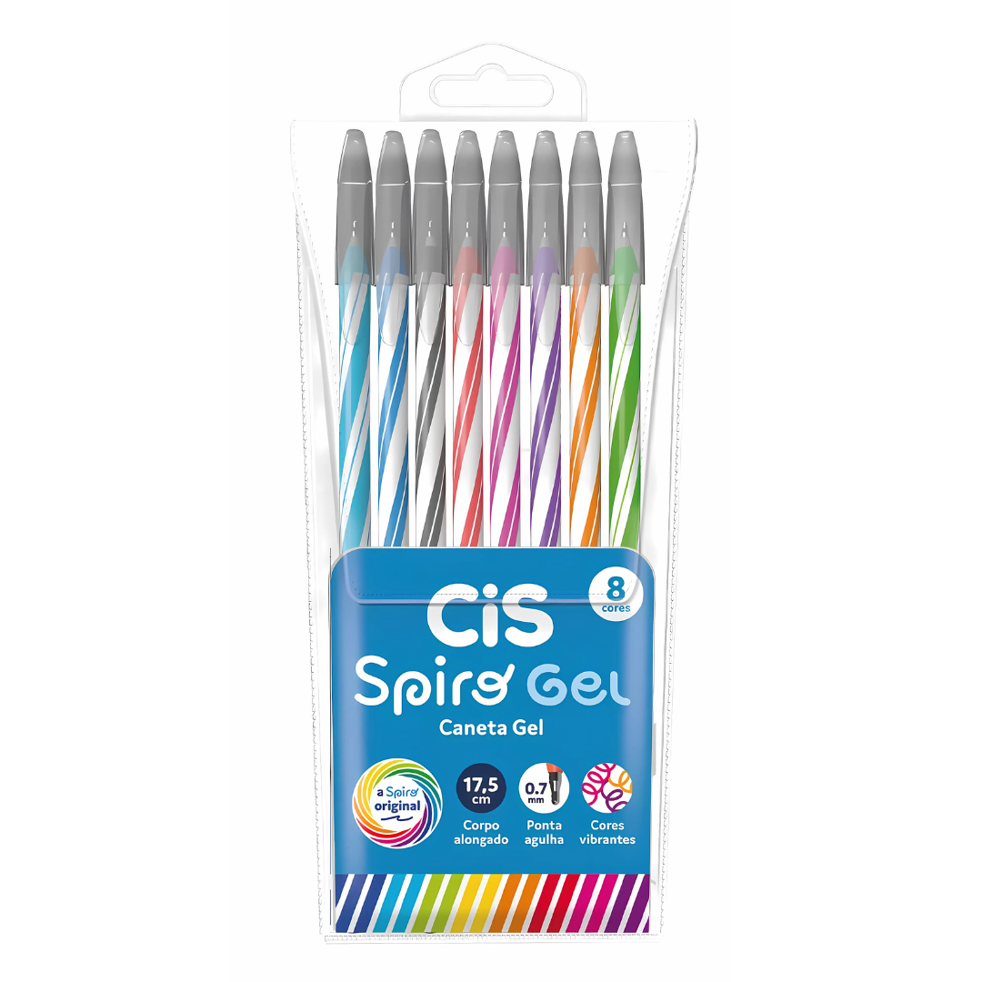 Kit Caneta Cis Spiro Gel 8 Cores