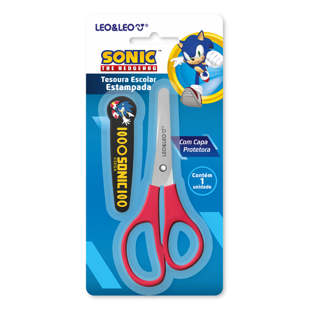 Tesoura Escolar Sonic - Leo e Leo