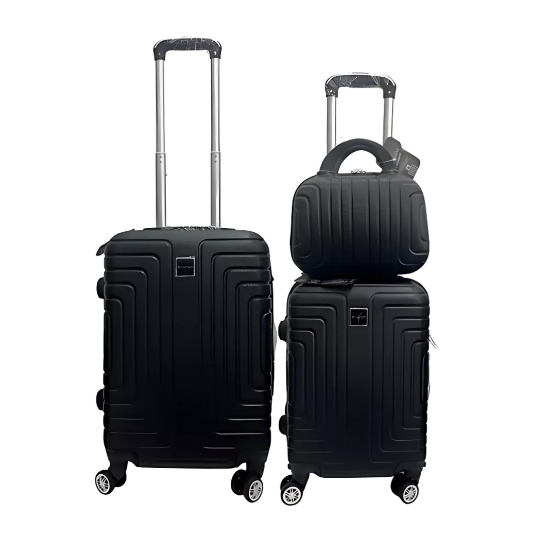 Kit Mala 3 Peças 10kg, 8kg + Frasqueira Preto - CB3837