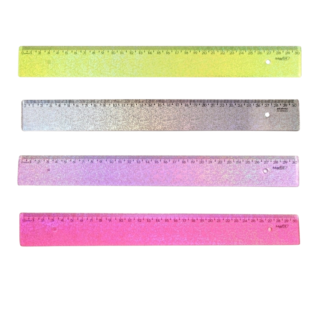 Régua 30cm Holográfica Glitter - Maxcril