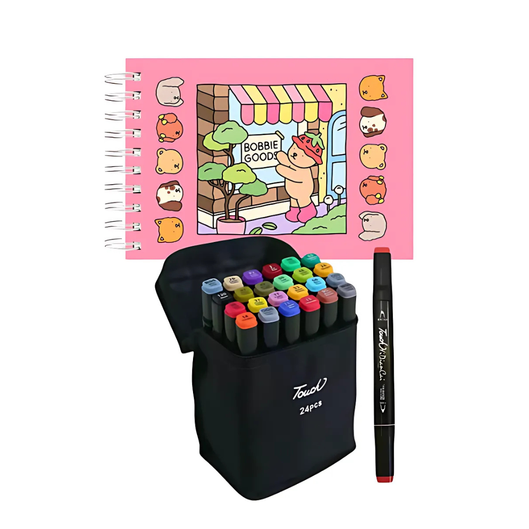 Kit Livro Bobbie Goods e Canetinha Touch 24 Cores