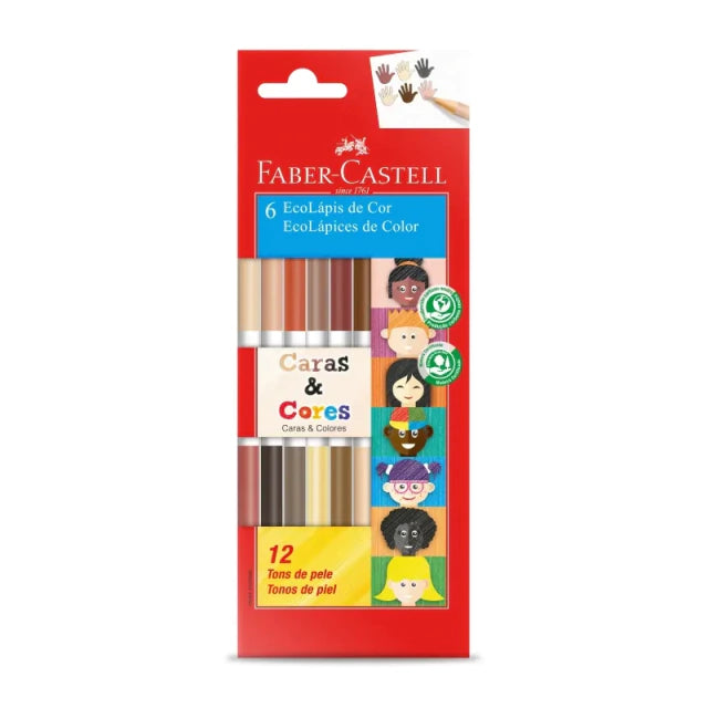 Lápis de Cor Faber-Castell Caras & Cores 6 EcoLápis (12 tons de pele)