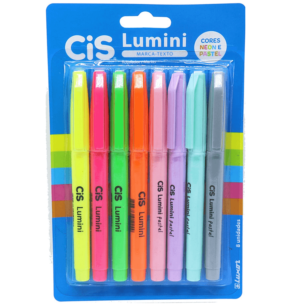Marca Texto Cis Lumini Neon e Pastel com 8 Cores