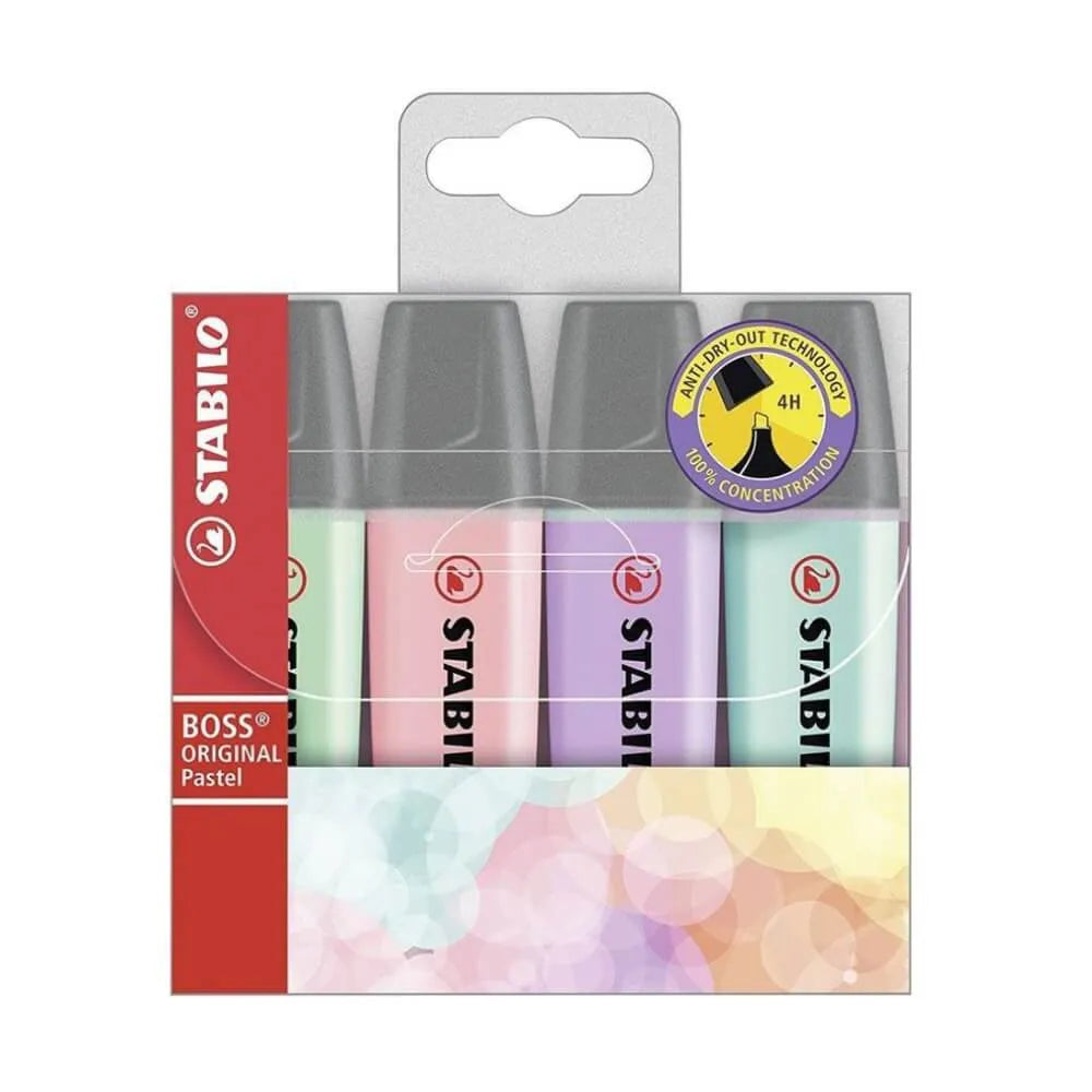 Marca Texto Stabilo Boss Kit com 4 Tom Pastel