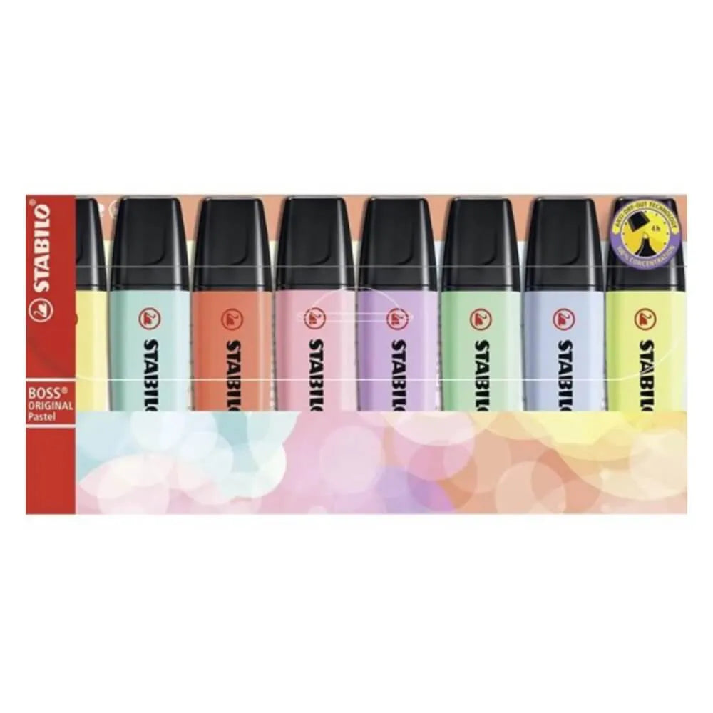 Marca Texto Stabilo Boss Kit com 8 Cores Novas