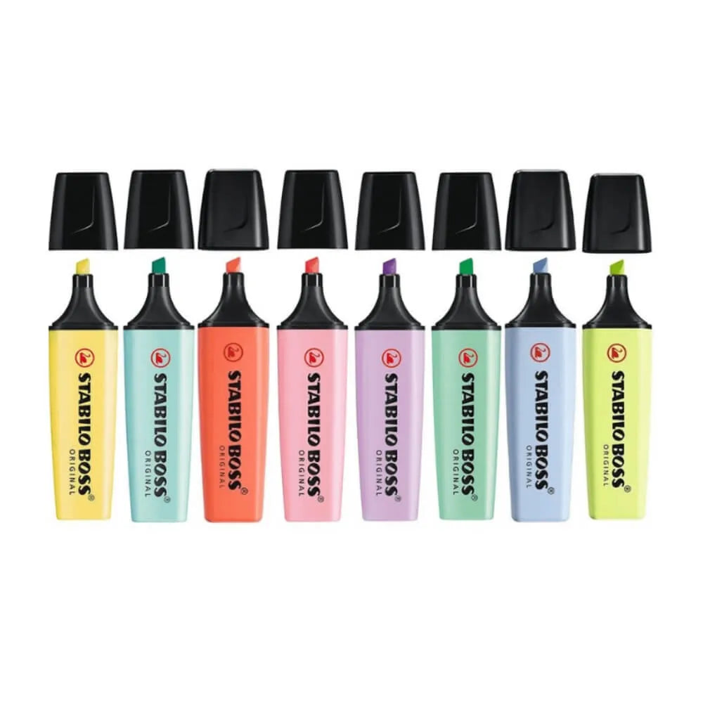 Marca Texto Stabilo Boss Kit com 8 Cores Novas