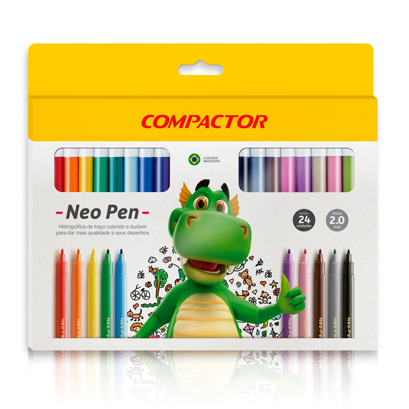 Canetinha Compactor Hidrográfica Neo Pen - com 24 cores