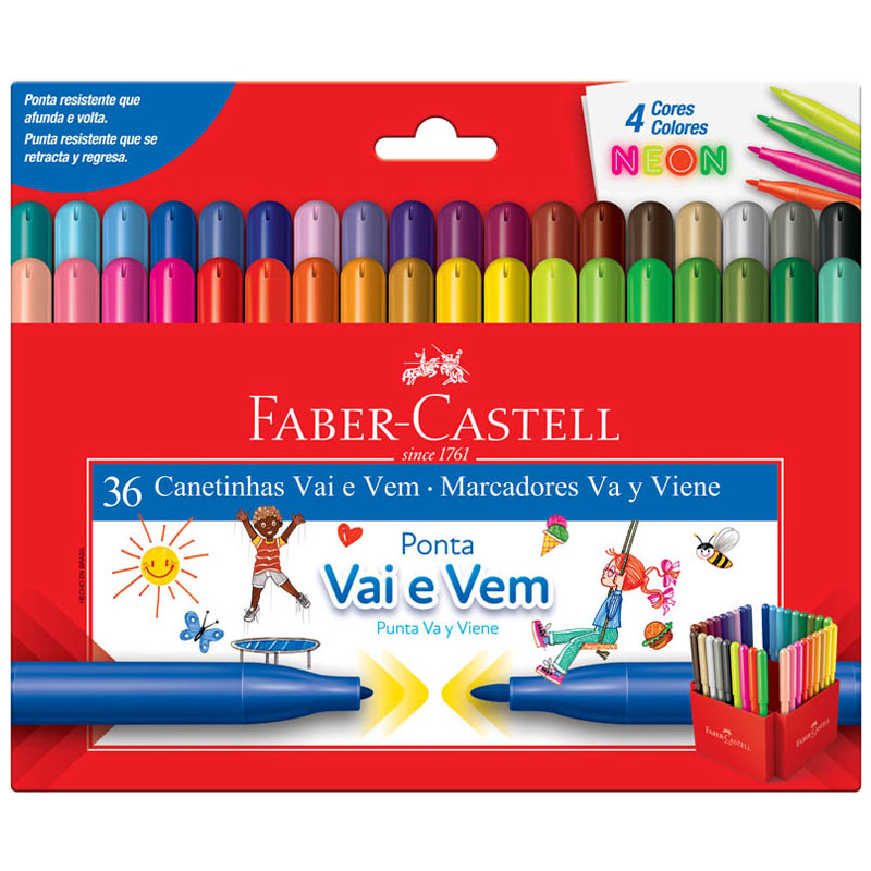 Canetinha Faber-Castell  Vai e Vem 36 cores