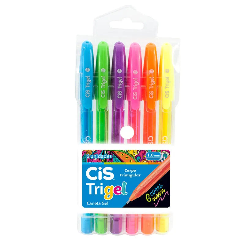 kit Caneta Trigel com 6 cores Neon - Cis