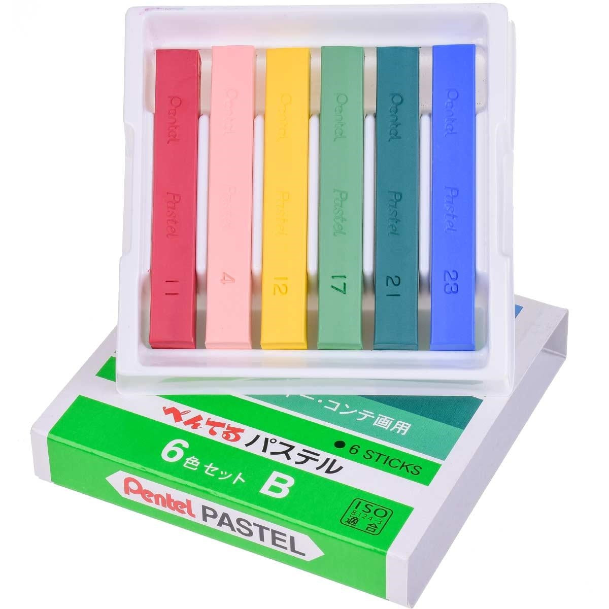 Giz Pentel Pastel Seco Tons Básicos 6 Cores