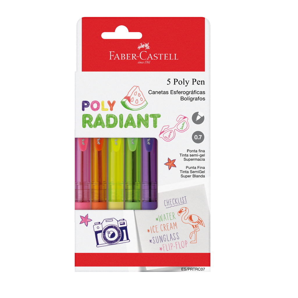 kit Caneta Faber-Castell Poly Radiant 5 Cores