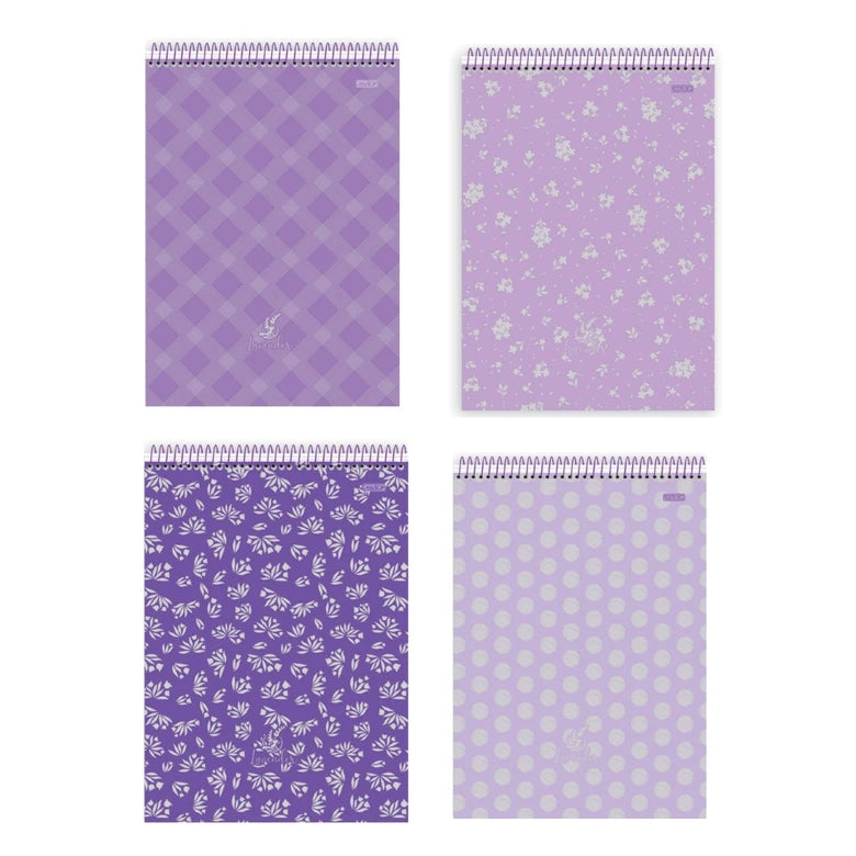 Caderno Pequeno 1/4 Lavender Capa Dura Espiral Superior 14 x 20 cm 80 Folhas - São Domingos