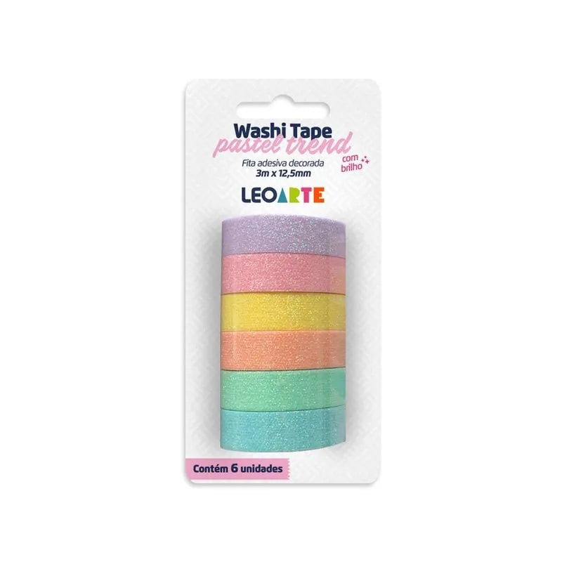 Washi Tape Pastel Trend Brilho Leoarte c/ 6 Und