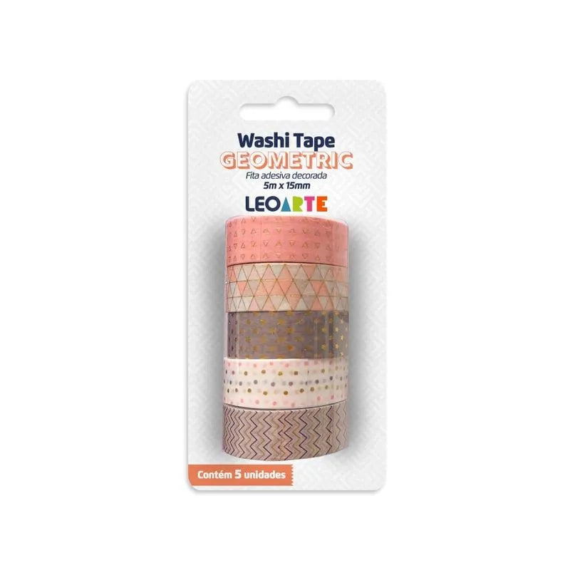 Washi Tape Geometric Leoarte c/ 5 Und