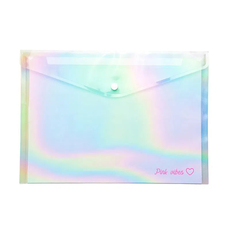 Pasta Plástica Envelope Pink Vibes Holográfica