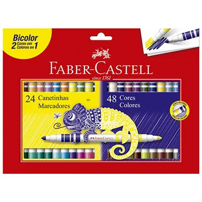 Canetinha Faber-Castell Bicolor 48 cores (24 canetinhas)