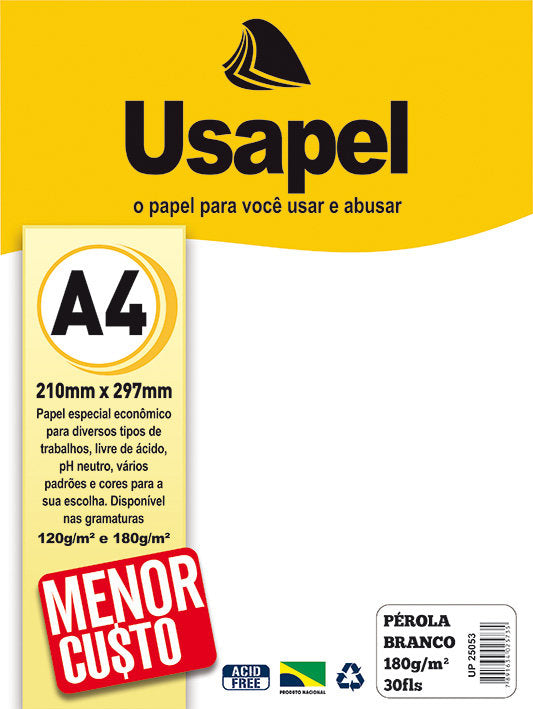 Papel Perolado A4 180gr 30Fls Usapel