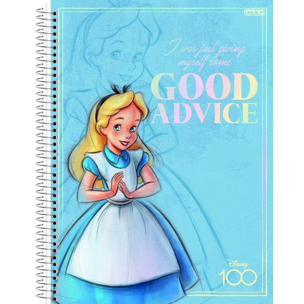 Caderno Universitário Espiral Capa Dura Disney 100  80 folhas - 1 matéria