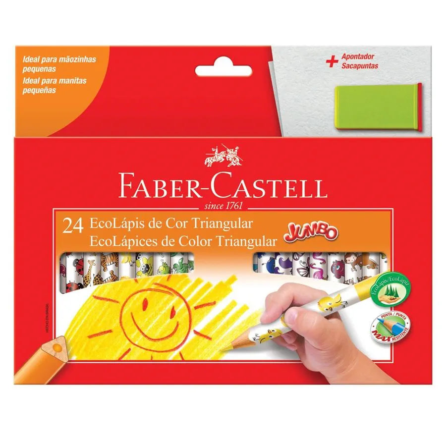 Lápis de Cor Faber-Castell 24 cores Jumbo Triangular