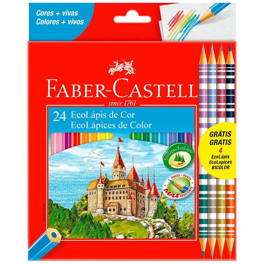 Lápis de Cor Faber-Castell 20 Cores + 4 Bicolor