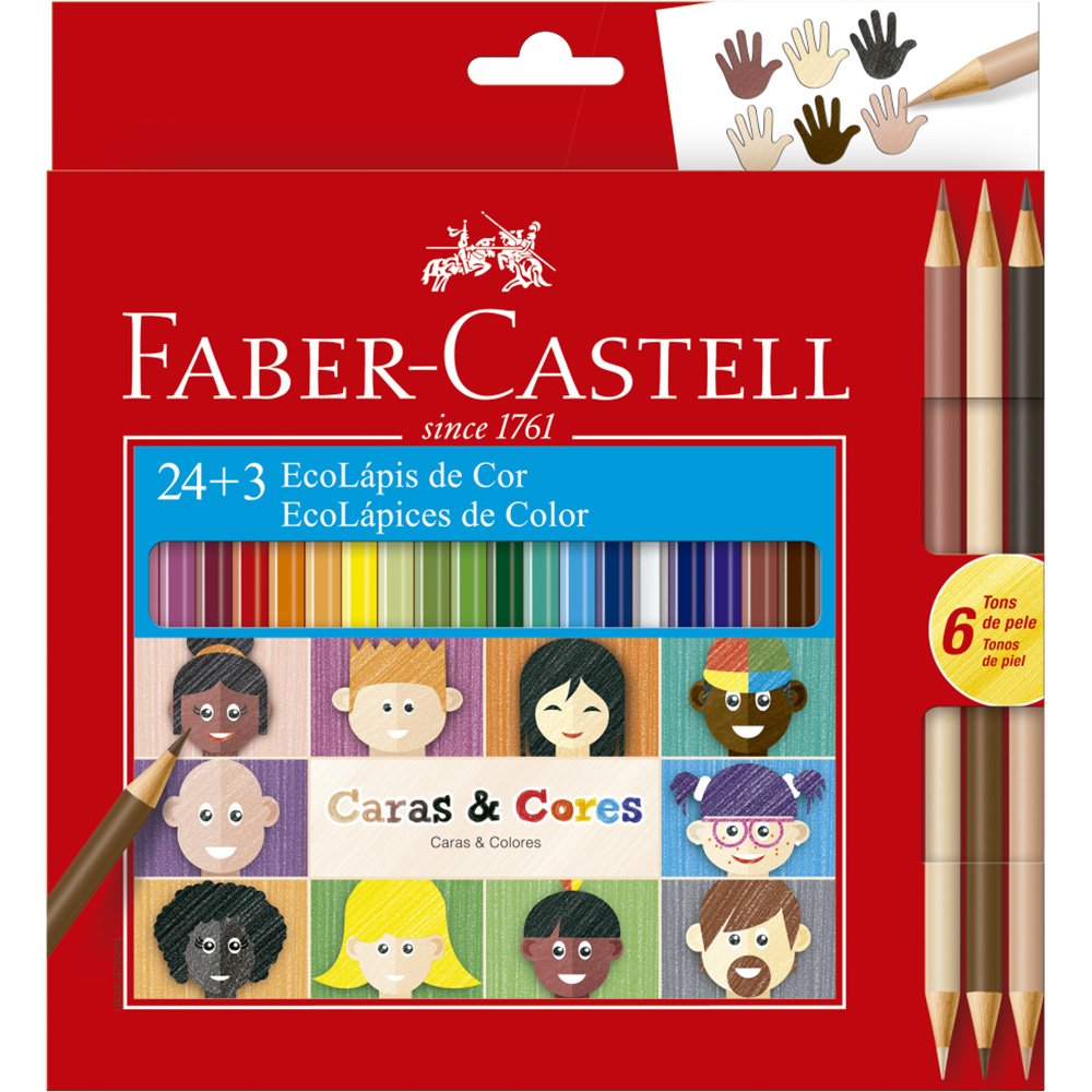 Lápis de Cor Faber-Castell Caras & Cores 24 Cores + 3 (6 tons de pele)