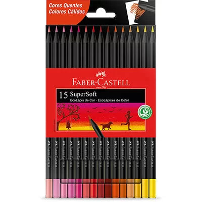 Lápis de Cor Faber-Castell 15 Cores SuperSoft