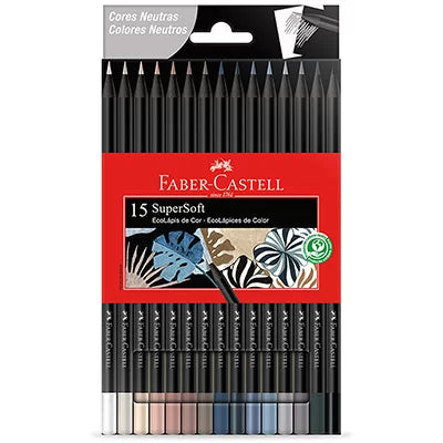 Lápis de Cor Faber-Castell 15 Cores SuperSoft