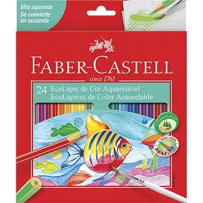 Lápis de Cor Faber-Castell Aquarelável 24 Cores Com Pincel