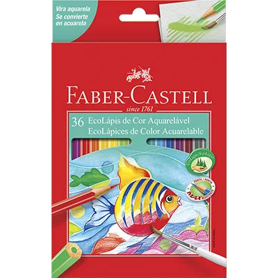 Lápis de Cor Faber-Castell Aquarelável 36 Cores Com Pincel